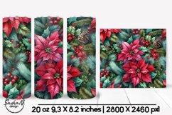 Christmas tumbler wrap, Poinsettia tumbler Product Image 1