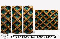 Geometric Mardi gras tumbler, Purple green and gold tumbler Product Image 1