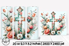 Floral cross tumbler, Christian tumbler wrap Product Image 1
