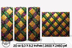 Geometric Mardi gras tumbler ,Purple green and gold tumbler Product Image 1