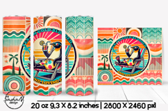 Funny summer animal tumbler sublimation, Retro tumbler wrap Product Image 1