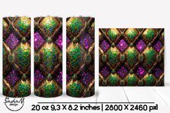 Geometric Mardi gras tumbler ,Purple green and gold tumbler Product Image 1