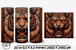 Tiger tumbler, 3d animal tumbler wrap, Tooled leather Product Image 1