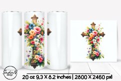 Floral cross tumbler, Christian tumbler wrap Product Image 1