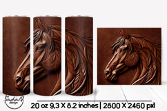 Horse tumbler, 3d animal tumbler wrap, Tooled leather png Product Image 1