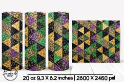 Geometric Mardi gras tumbler, Purple green and gold tumbler Product Image 1