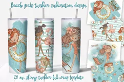 Beach girls tumbler sublimation design 20 oz skinny Product Image 1