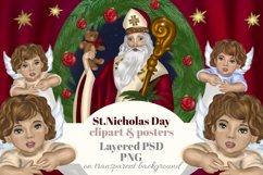 St Nicholas &amp; angels clipart. Christmas clipart and posters Product Image 1