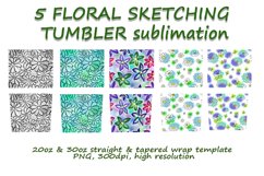 5 Floral Sketching Tumbler Sublimation design Product Image 7