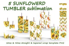 5 Sunflowers Tumbler Sublimation design Product Image 1