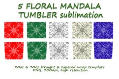 5 Floral Mandala-1 Tumbler Sublimation design Product Image 2