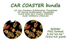 Car Coaster Rowanberry Sublimation Template Bundle Product Image 2