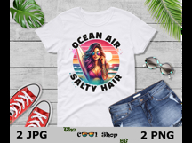 Ocean Air Salty Hair Png, Trendy Beach Vacation Png Product Image 3