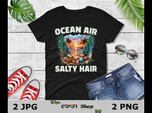 Ocean Air Salty Hair Png, Trendy Beach Vacation Png Product Image 3