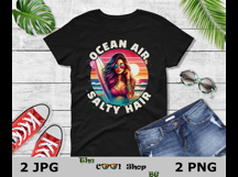 Ocean Air Salty Hair Png, Trendy Beach Vacation Png Product Image 2