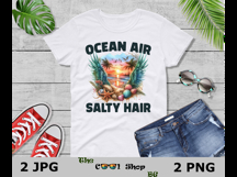 Ocean Air Salty Hair Png, Trendy Beach Vacation Png Product Image 4