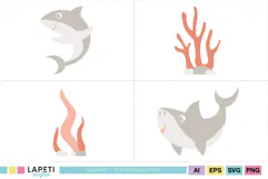 Ocean animal clipart collection with playful shark designs