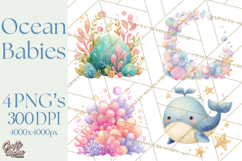 Ocean Baby Animals Clipart PNG, Cute Sea Animals Watercolor Product Image 1