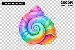 seashell png, beach clipart, ocean design, watercolor shell, rainbow seashell, summer png, coastal clipart, mermaid design, beach sublimation, tropical art
