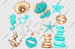 Ocean chic clipart bundle Turquoise starfish Watercolor Product Image 3