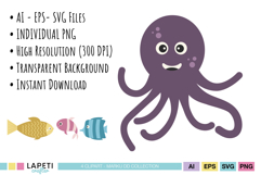 Kindergarten ocean decor clipart for educational projects and labels