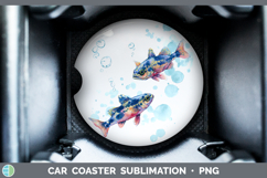 GorgeousOcean Fish Sketch Car Coaster design.