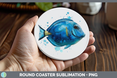 GorgeousOcean Fish Sketch Round Coaster design.