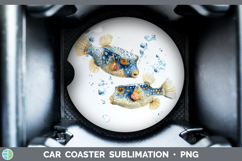 GorgeousOcean Fish Sketch Car Coaster design.
