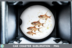 GorgeousOcean Fish Sketch Car Coaster design.