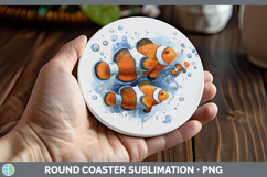 GorgeousOcean Fish Sketch Round Coaster design.