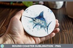 GorgeousOcean Fish Sketch Round Coaster design.