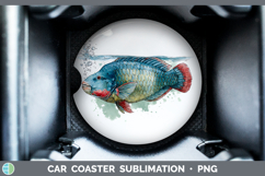 GorgeousOcean Fish Sketch Car Coaster design.