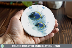 GorgeousOcean Fish Sketch Round Coaster design.