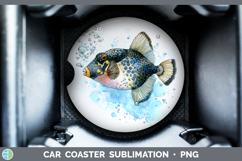 GorgeousOcean Fish Sketch Car Coaster design.