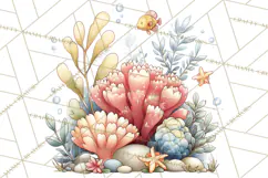 Underwater Ocean Clipart PNG, Sea Animals and Coral Elements Product Image 3