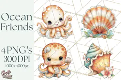 Underwater Ocean Clipart PNG, Sea Animals and Coral Elements Product Image 1