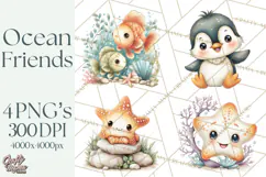 Underwater Ocean Clipart PNG, Sea Animals and Coral Elements Product Image 1