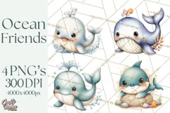 Underwater Ocean Clipart PNG, Sea Animals and Coral Elements Product Image 1