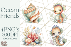 Underwater Ocean Clipart PNG, Sea Animals and Coral Elements Product Image 1