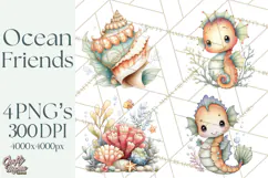 Underwater Ocean Clipart PNG, Sea Animals and Coral Elements Product Image 1