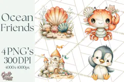 Underwater Ocean Clipart PNG, Sea Animals and Coral Elements Product Image 1