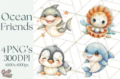 Underwater Ocean Clipart PNG, Sea Animals and Coral Elements Product Image 1