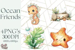 Underwater Ocean Clipart PNG, Sea Animals and Coral Elements Product Image 1