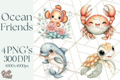 Underwater Ocean Clipart PNG, Sea Animals and Coral Elements Product Image 1