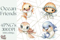 Underwater Ocean Clipart PNG, Sea Animals and Coral Elements Product Image 1