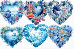 Ocean Heart Watercolor Sublimation Clipart Product Image 2
