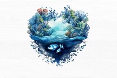Ocean Heart Watercolor Sublimation Clipart Product Image 3