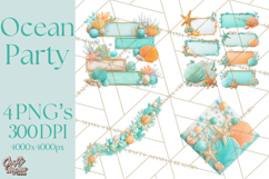 Under the Sea Birthday Party Clipart, Ocean Celebration Png Product Image 1