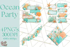 Under the Sea Birthday Party Clipart, Ocean Celebration Png Product Image 1