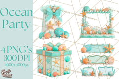 Under the Sea Birthday Party Clipart, Ocean Celebration Png Product Image 1